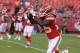 Kansas City Chiefs running back Jamaal Charles (25) makes a catch before an NFL preseason football game against the Minnesota Vikings in Kansas City, Mo., Saturday, Aug. 23, 2014. (AP Photo/Charlie Riedel)