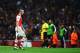 LONDON, ENGLAND - AUGUST 27: Mathieu Debuchy of Arsenal is sent off by match referee Pedro Proenca during the UEFA Champions League Qualifier 2nd leg match between Arsenal and Besiktas at the Emirates Stadium on August 27, 2014 in London, United Kingdom. (Photo by Shaun Botterill/Getty Images)