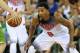 LAS PALMAS, GRAN CANARIA, SPAIN - AUGUST 26: Derrick Rose #6 of the USA Men's National Team defends the ball against the Slovenia National Team on August 26, 2014 at Gran Canaria Arena in Las Palmas, Gran Canaria, Spain. NOTE TO USER: User expressly acknowledges and agrees that, by downloading and or using this photograph, user is consenting to the terms and conditions of the Getty Images License Agreement. Mandatory Copyright Notice: Copyright 2014 NBAE (Photo by Joe Murphy/NBAE via Getty Images)