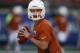 Sep 21, 2013; Austin, TX, USA; Texas Longhorns quarterback David Ash (14) warms up before a football game against the Kansas State Wildcats at Darrell K Royal-Texas Memorial Stadium. Mandatory Credit: Jim Cowsert-USA TODAY Sports