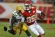 Kansas City Chiefs Frankie Hammond Jr. (85) returns a punt during an NFL preseason football game against Green Bay Packers Johnathan Franklin (23) Chiefs Thursday, Aug. 29, 2013, in Kansas City, Mo. (AP Photo/Ed Zurga)