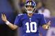 New York Giants quarterback Eli Manning reacts during the first half of an NFL preseason football game against the New England Patriots, Thursday, Aug. 28, 2014, in East Rutherford, N.J. (AP Photo/John Minchillo)