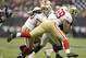 The 49ers struggled early before tacking on two touchdowns late in the first half.