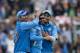 India's Ravindra Jadeja, center, celebrates taking his fifth wicket of the game, that of West Indies' Ravi Rampaul, not pictured, during the ICC Champions Trophy group B cricket match between India and West Indies at The Oval cricket ground in London, Tuesday, June 11, 2013. (AP Photo/Matt Dunham)