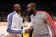 LOS ANGELES, CA - NOVEMBER 18: Kobe Bryant #24 of the Los Angeles Lakers and James Harden #13 greet each other before their game at Staples Center on November 18, 2012 in Los Angeles, California. NOTE TO USER: User expressly acknowledges and agrees that, by downloading and/or using this Photograph, user is consenting to the terms and conditions of the Getty Images License Agreement. Mandatory Copyright Notice: Copyright 2012 NBAE (Photo by Andrew D. Bernstein/NBAE via Getty Images)