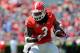 Apr 12, 2014; Athens, GA, USA; Georgia Bulldogs running back Todd Gurley (3) runs for a touchdown during the first half of the Georgia Spring Game at Sanford Stadium. Red defeated Black 27-24. Mandatory Credit: Dale Zanine-USA TODAY Sports