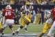 Aug 30, 2014; Houston, TX, USA; LSU Tigers running back Leonard Fournette (7) rushes with the ball during the first quarter against the Wisconsin Badgers at NRG Stadium. Mandatory Credit: Troy Taormina-USA TODAY Sports