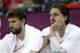 Spain's Marc Gasol, left, and brother Spain's Pau Gasol, right, sit on the bench during a preliminary men's basketball game against Brazil at the 2012 Summer Olympics, Monday, Aug. 6, 2012, in London. (AP Photo/Eric Gay)