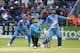 England's Alex Hales looks up after miss hitting a ball from India's Ravindra Jadeja d that was caught by Ravichandran Ashwin uring their One Day International cricket match at the SWALEC cricket ground in Cardiff, Wales, Wednesday, Aug. 27, 2014. (AP Photo/Alastair Grant)