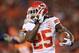 DENVER, CO - NOVEMBER 17: Jamaal Charles #25 of the Kansas City Chiefs carries the ball against the Denver Broncos at Sports Authority Field at Mile High on November 17, 2013 in Denver, Colorado. (Photo by Doug Pensinger/Getty Images)