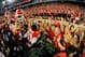 Aug 30, 2014; Athens, GA, USA; Georgia Bulldogs players and fans react after defeating the Clemson Tigers at Sanford Stadium. Georgia defeated Clemson 45-21. Mandatory Credit: Dale Zanine-USA TODAY Sports
