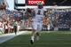 Boston College wide receiver Josh Bordner (8) scores on a touchdown pass during the fourth quarter of an NCAA college football game against Massachusetts in Foxborough, Mass., Saturday, Aug. 30, 2014. Boston College won 30-7. (AP Photo/Michael Dwyer)