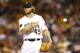 Pittsburgh Pirates starting pitcher Gerrit Cole tosses a ball back to the umpire during the seventh inning of the baseball game against the St. Louis Cardinals on Tuesday, Aug. 26, 2014, in Pittsburgh. (AP Photo/Keith Srakocic)