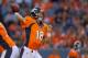 DENVER, CO - AUGUST 23: Quarterback Peyton Manning #18 of the Denver Broncos throws against the Houston Texans during a preseason game at Sports Authority Field at Mile High on August 23, 2014 in Denver, Colorado. (Photo by Justin Edmonds/Getty Images)