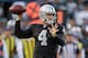 OAKLAND, CA - AUGUST 28: Quarterback Derek Carr #4 of the Oakland Raiders passes the ball against the Seattle Seahawks during a preseason game at O.co Coliseum on August 28, 2014 in Oakland, California. (Photo by Ezra Shaw/Getty Images)