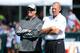 Jul 24, 2014; Cortland, NY, USA; New York Jets head coach Rex Ryan and general manager John Idzik look on during training camp at SUNY Cortland. Mandatory Credit: Rich Barnes-USA TODAY Sports