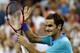 Roger Federer, of Switzerland, waves to the crowd after his victory against Marcel Granollers, of Spain, in the third round of the 2014 U.S. Open tennis tournament, Sunday, Aug. 31, 2014, in New York. Federer won 4-6, 6-1, 6-1, 6-1. (AP Photo/Elise Amendola)