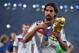 RIO DE JANEIRO, BRAZIL - JULY 13: Sami Khedira of Germany celebrates with the World Cup trophy after defeating Argentina 1-0 in extra time during the 2014 FIFA World Cup Brazil Final match between Germany and Argentina at Maracana on July 13, 2014 in Rio de Janeiro, Brazil. (Photo by Matthias Hangst/Getty Images)