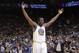 OAKLAND, CA - APRIL 14: Draymond Green #23 of the Golden State Warriors celebrates against the Minnesota Timberwolves on April 14, 2014 at Oracle Arena in Oakland, California. NOTE TO USER: User expressly acknowledges and agrees that, by downloading and or using this photograph, user is consenting to the terms and conditions of Getty Images License Agreement. Mandatory Copyright Notice: Copyright 2014 NBAE (Photo by Rocky Widner/NBAE via Getty Images)