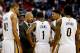 Mar 24, 2014; New Orleans, LA, USA; New Orleans Pelicans head coach Monty Williams huddles with his team during the second half of a game against the Brooklyn Nets at the Smoothie King Center. The Pelicans defeated the Nets 109-104 in overtime. Mandatory Credit: Derick E. Hingle-USA TODAY Sports