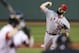 Los Angeles Angels starting pitcher Matt Shoemaker delivers to the Boston Red Sox during the first inning of a baseball game at Fenway Park in Boston, Thursday, Aug. 21, 2014. (AP Photo/Charles Krupa)