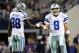 Dec 2, 2012; Arlington, TX, USA; Dallas Cowboys wide receiver Dez Bryant (88) bumps fists with quarterback Tony Romo (9) during the game against the Philadelphia Eagles at Cowboys Stadium. Mandatory Credit: Tim Heitman-USA TODAY Sports