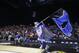 The Duke Blue Devils mascot runs on the court during a break in the first half of the Midwest Regional final against Louisville in the NCAA college basketball tournament, Sunday, March 31, 2013, in Indianapolis. (AP Photo/Michael Conroy)
