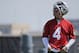 Oakland Raiders quarterback Derek Carr takes a break from drills during the team's NFL football rookie camp on Friday, May 16, 2014, in Alameda, Calif. (AP Photo/Marcio Jose Sanchez)