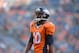 Aug 23, 2014; Denver, CO, USA; Denver Broncos wide receiver Emmanuel Sanders (10) before the start of a preseason game against the Houston Texans at Sports Authority Field at Mile High. Mandatory Credit: Ron Chenoy-USA TODAY Sports