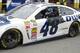 Jimmie Johnson pulls into the Daytona garage after a practice run.