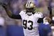 New Orleans Saints outside linebacker Junior Galette before an NFL preseason football game against the Indianapolis Colts in Indianapolis, Saturday, Aug. 23, 2014. (AP Photo/Michael Conroy)