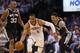 Oklahoma City Thunder guard Russell Westbrook (0) heads up the court after stealing the ball from San Antonio Spurs guard Danny Green (4) in the second quarter of Game 4 of the Western Conference finals NBA basketball playoff series in Oklahoma City, Tuesday, May 27, 2014. (AP Photo/Sue Ogrocki)