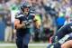 Aug 15, 2014; Seattle, WA, USA; Seattle Seahawks tight end Zach Miller (86) during the game against the San Diego Chargers at CenturyLink Field. Seattle defeated San Diego 41-14. Mandatory Credit: Steven Bisig-USA TODAY Sports