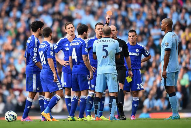 Twitter Reacts as Pablo Zabaleta Receives Red Card vs. Chelsea