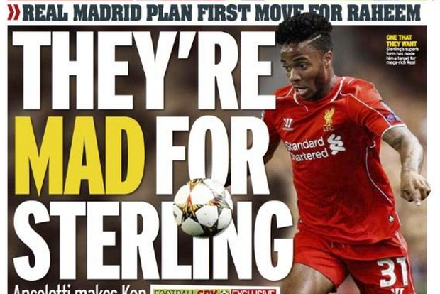 UK Back Pages: Real Madrid Target Raheem Sterling, LVG Moves Carrick to Defence