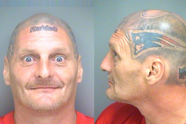 Man with Tom Brady's Helmet Tattooed onto Head Arrested in Florida
