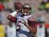 In this Jan. 1, 2015 file photo, Florida State quarterback Jameis Winston passes against Oregon during the first half of the Rose Bowl NCAA college football playoff semifinal, in Pasadena, Calif. Winston declared himself eligible for the NFL draft Wednesday, Jan. 7, 2015, the same day the woman who accused him of rape filed a lawsuit against the university saying it failed to properly investigate her allegations.(AP Photo/Mark J. Terrill, File)