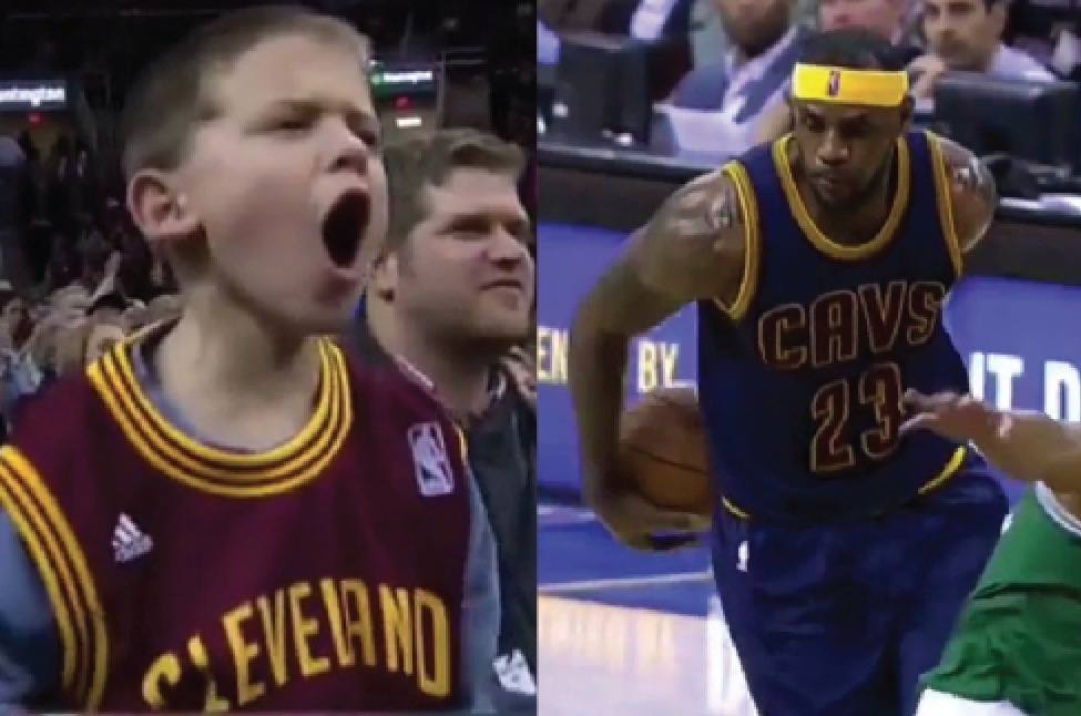 Lebron James Goes Behind The Back For Fast Break Flush
