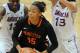 WASHINGTON, DC - NOVEMBER 23: Leslie Robinson #45 of the Princeton Tigers with the ball during a women's college basketball game against the American University Eagles at Bender Arena on November 23, 2014 in Washington, DC. Robinson is President Barack Obama's niece. (Photo by Mitchell Layton/Getty Images)