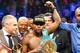 LAS VEGAS, NV - MAY 02: Floyd Mayweather Jr. celebrates the unanimous decision victory during the welterweight unification championship bout on May 2, 2015 at MGM Grand Garden Arena in Las Vegas, Nevada. (Photo by Al Bello/Getty Images)