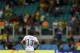 United States' Jermaine Jones stares into the spectator seating area after Belgium defeated the USA 2-1 in extra time to advance to the quarterfinals during the World Cup round of 16 soccer match between Belgium and the USA at the Arena Fonte Nova in Salvador, Brazil, Tuesday, July 1, 2014. (AP Photo/Natacha Pisarenko)