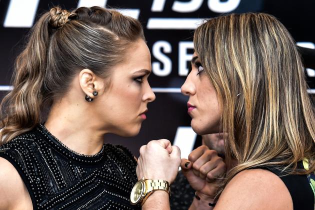 Things Get Heated at Ronda Rousey and Bethe Correia Media Staredown