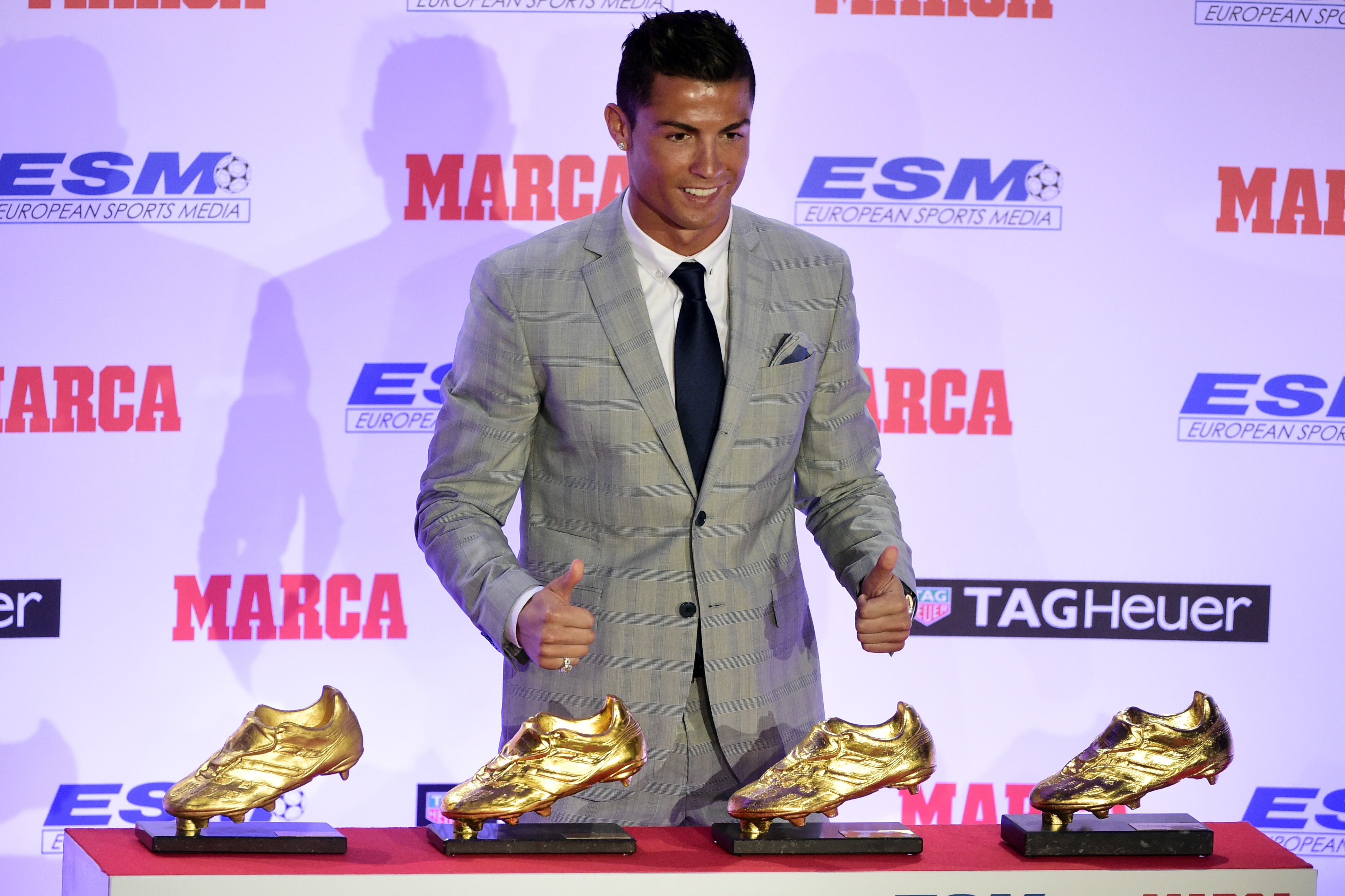 Cristiano Ronaldo Is Presented with His Record 4th European Golden Shoe