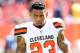 FILE - In this Sept. 20, 2015, file photo, Cleveland Browns cornerback Joe Haden (23) looks on during an NFL football game against the Tennessee Titans in Cleveland. The NFL has asked the Browns why Pro Bowl cornerback Joe Haden was inactive for Sunday's game against San Diego after being listed as probable on the team's injury report. Browns coach Mike Pettine said Monday, Oct. 5, 2015, that