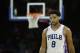 Philadelphia 76ers' Jahlil Okafor in action during an NBA preseason basketball game against the Cleveland Cavaliers, Thursday, Oct. 8, 2015, in Philadelphia. (AP Photo/Matt Slocum)