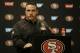 San Francisco 49ers head coach Jim Tomsula speaks at a news conference after an NFL football game against the Seattle Seahawks in Santa Clara, Calif., Thursday, Oct. 22, 2015. The Seahawks won 20-3. (AP Photo/Marcio Jose Sanchez)