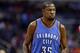 Oklahoma City Thunder forward Kevin Durant (35) walks on the court in the first half of an NBA basketball game against the Washington Wizards, Tuesday, Nov. 10, 2015, in Washington. (AP Photo/Alex Brandon)