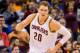 CLEVELAND, OH - NOVEMBER 6: Timofey Mozgov #20 of the Cleveland Cavaliers runs down court during the first half against the Philadelphia 76ers at Quicken Loans Arena on November 6, 2015 in Cleveland, Ohio. (Photo by Jason Miller/Getty Images)