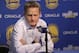 Golden State Warriors coach Steve Kerr during a media conference prior to an NBA basketball game Tuesday, Oct 27, 2015, in Oakland, Calif. (AP Photo/Ben Margot)