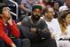 Former NBA basketball player Baron Davis attends the NBA basketball game between the Oklahoma City Thunder and Los Angeles Clippers in Los Angeles, Wednesday, April 9, 2014. (AP Photo/Danny Moloshok)